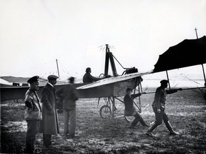A plane taking off or landing on an airfield near St. Petersburg, 1911 by Karl Karlovich Bulla
